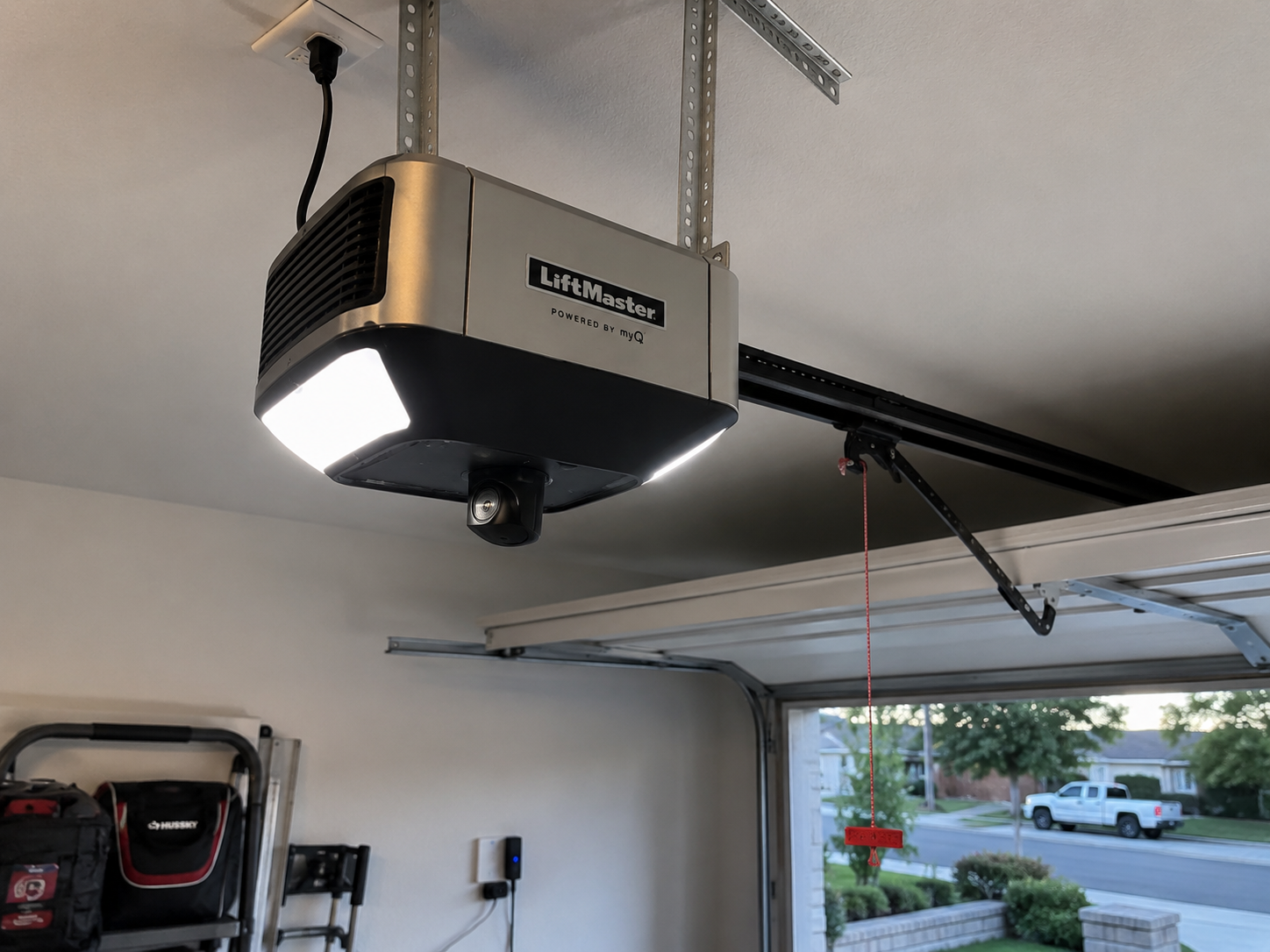 LiftMaster Secure View camera opener installed in a Berkeley garage for security monitoring
